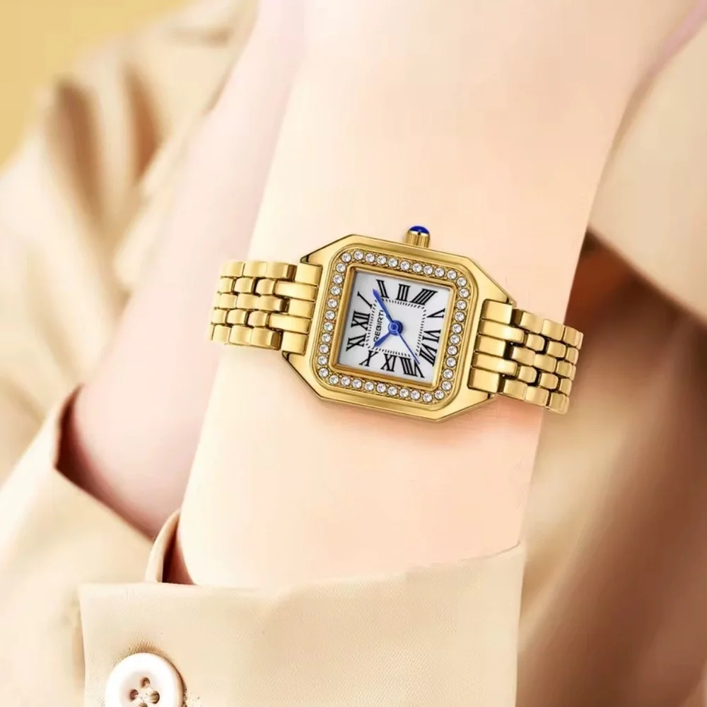 Panthere Classic Gold Crystal Stainless Steel Gold Watch